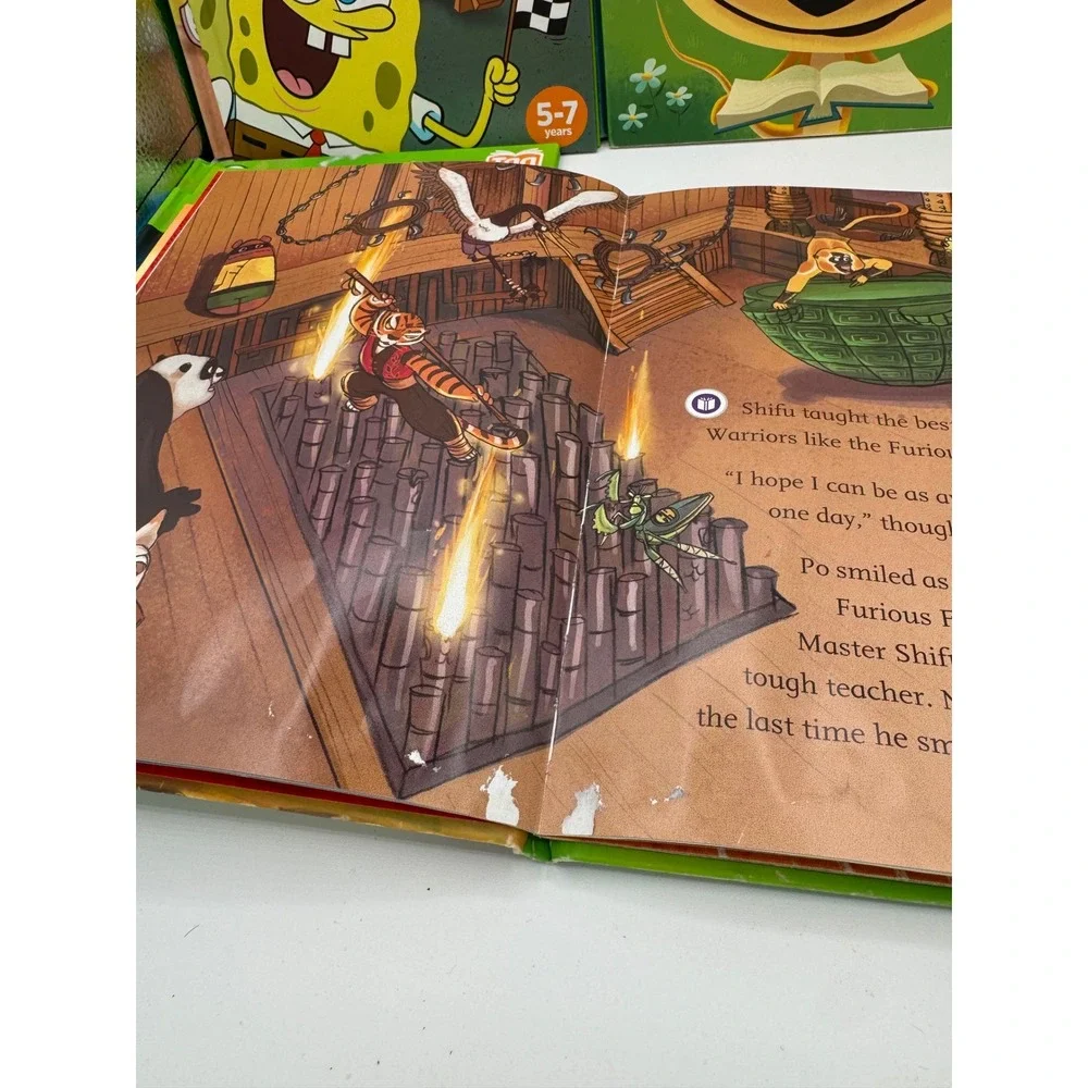 LeapFrog Tag Reading System Book Lot Disney SpongeBob Dora Kung Fu Panda 7 Books